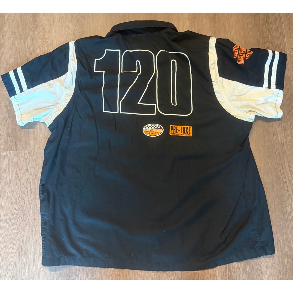 Harley-Davidson 120th Anniversary Mens Black White Racing Garage Shirt 4XL